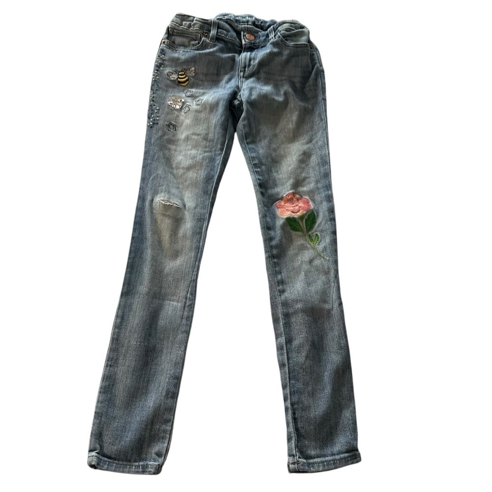 Gap Kids Girls size 8 super skinny embroidered jeans